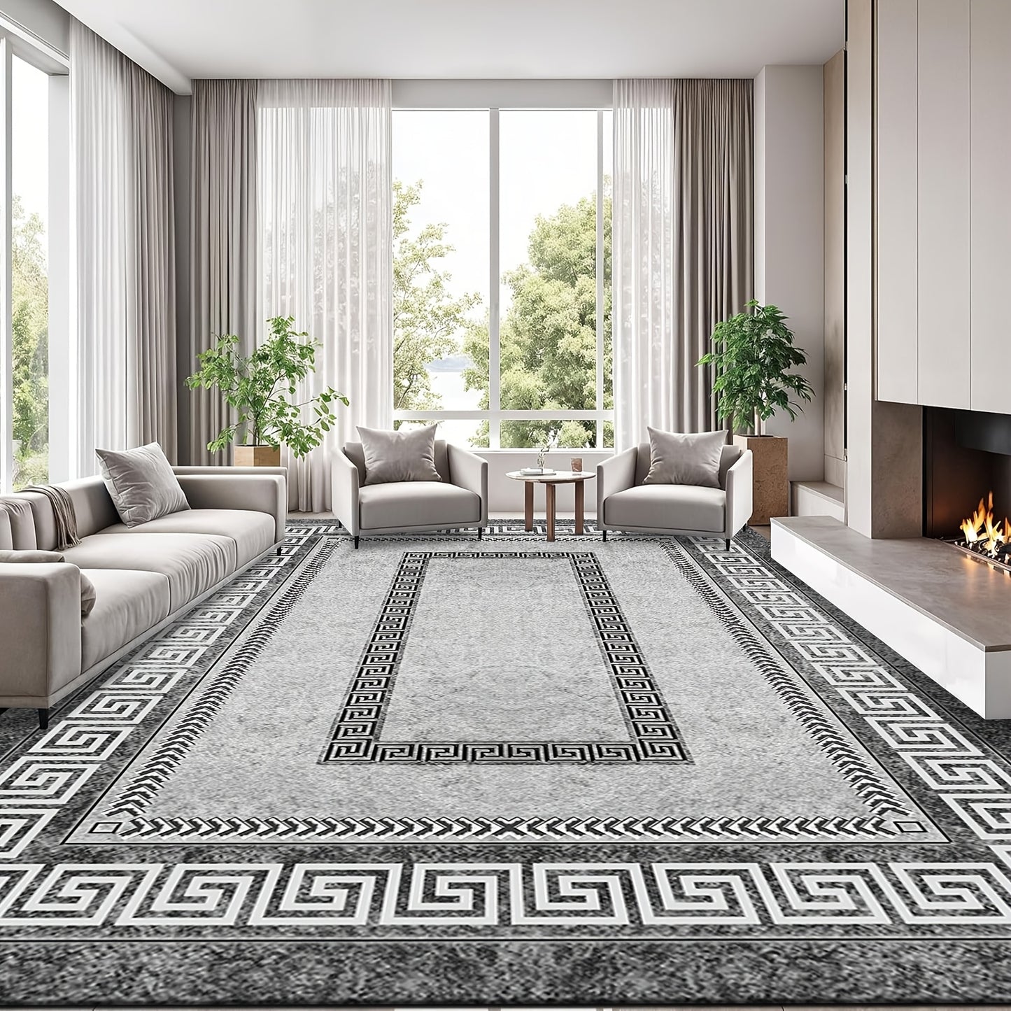 Velvet Area Rug with Non-Slip Backing, Machine Washable