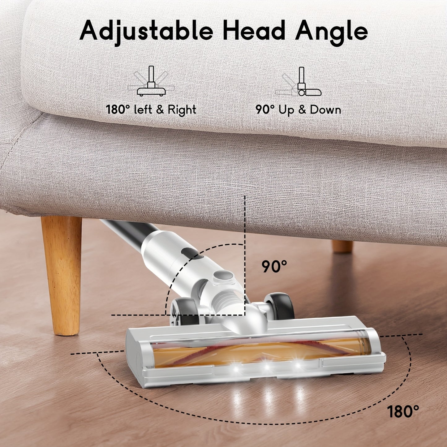 Cordless Stick Vacuum, 70Kpa Powerful Suction, 45-Min Runtime