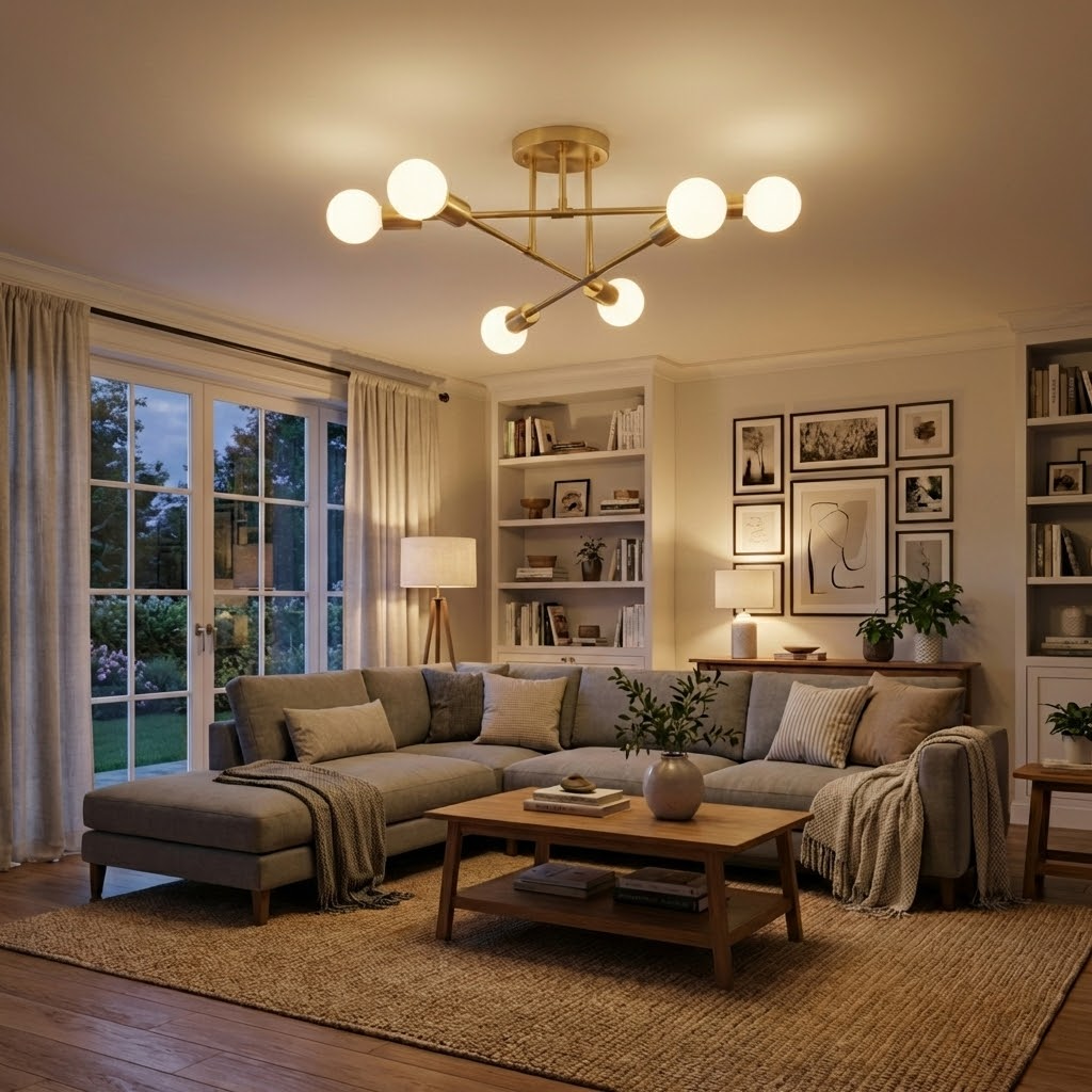 Modern Satellite Chandelier with 6 Lights and E26 E27 Sockets