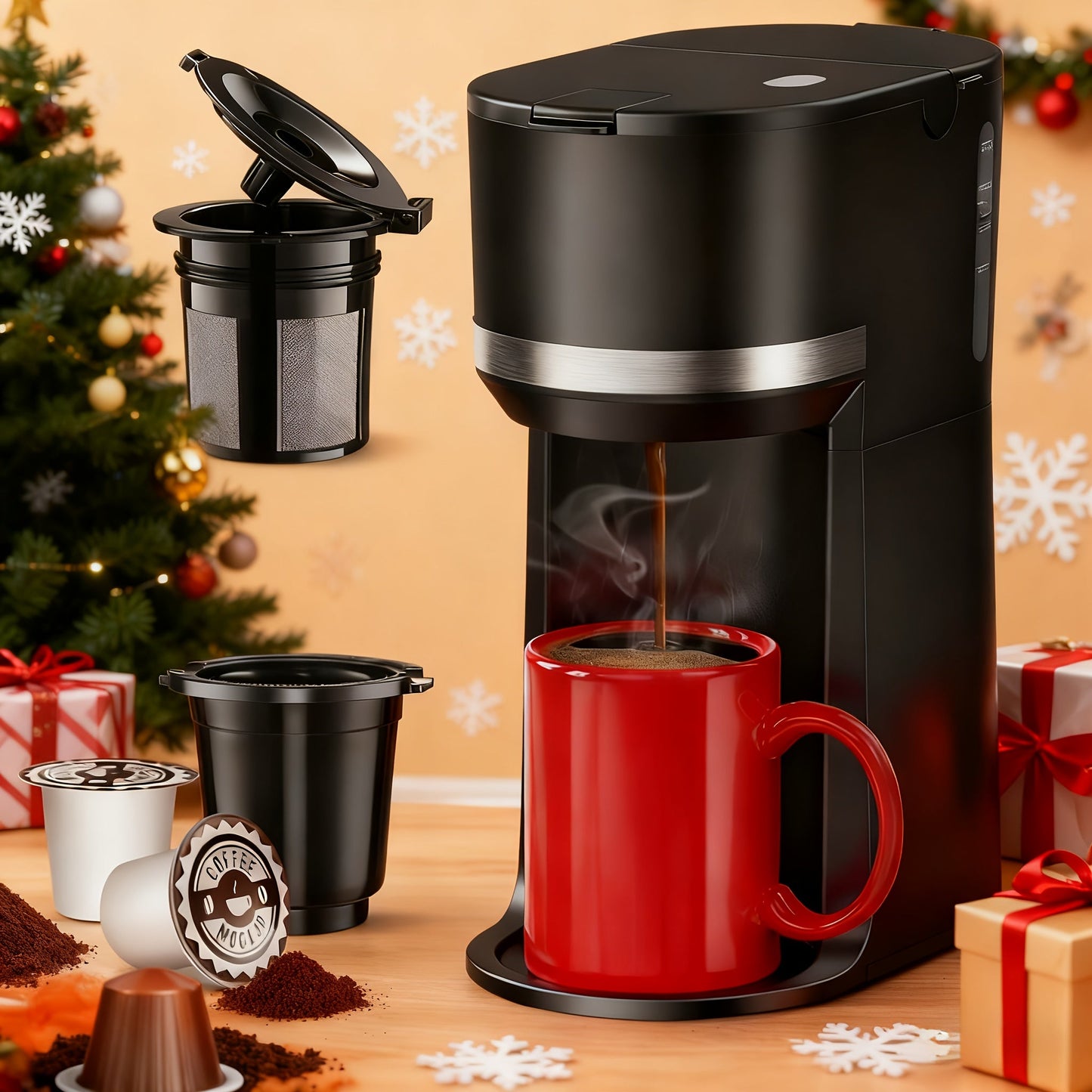 Single Serve Coffee Maker for K-Cups & Ground Coffee