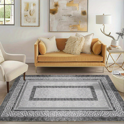 Velvet Area Rug with Non-Slip Backing, Machine Washable