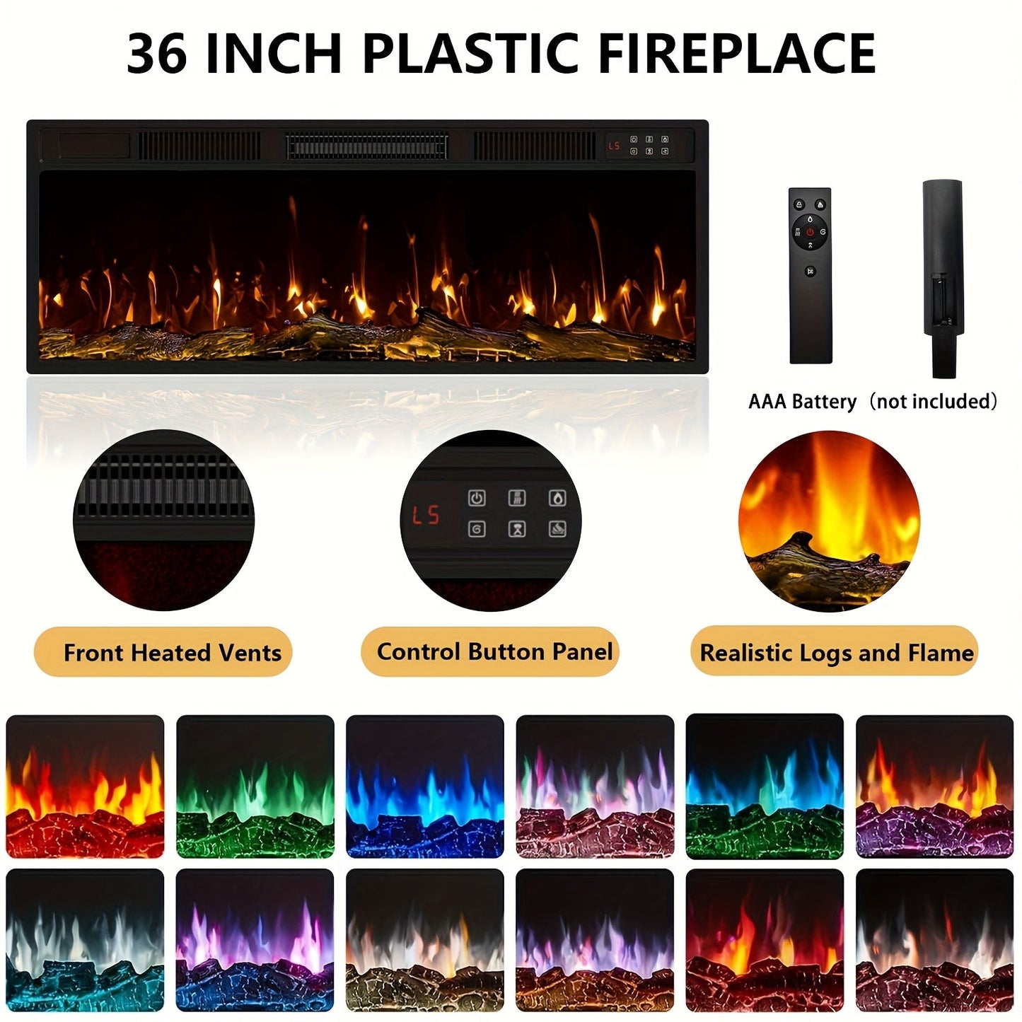 Fireplace TV Stand with 36-Inch Fireplace and LED Lights