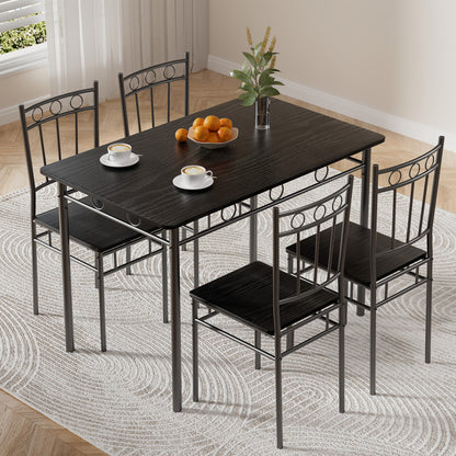5-Piece Modern Compact Dining Table Set with 4 Chairs