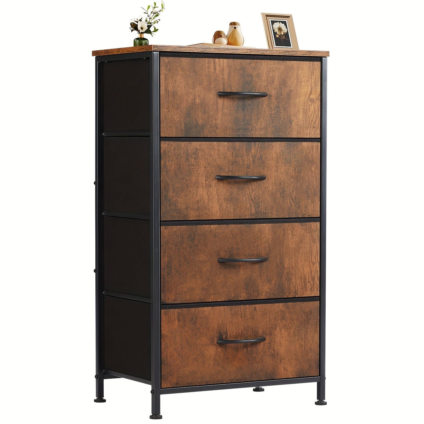 Slim Fabric Storage Dresser with 4 Drawers and Metal Frame