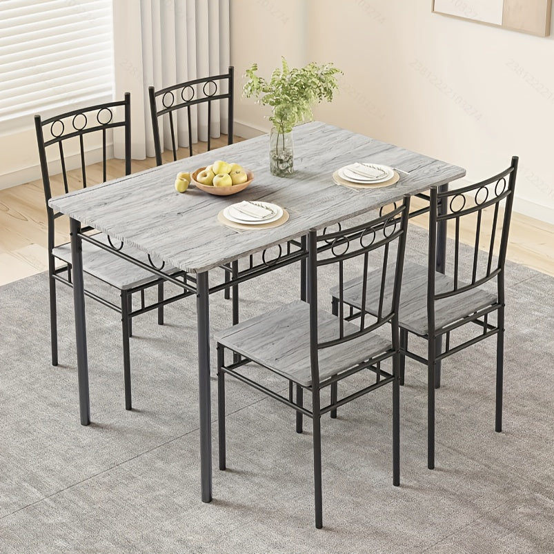 5-Piece Modern Compact Dining Table Set with 4 Chairs