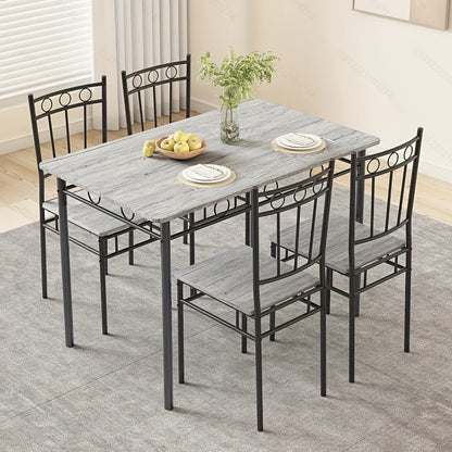 5-Piece Modern Compact Dining Table Set with 4 Chairs