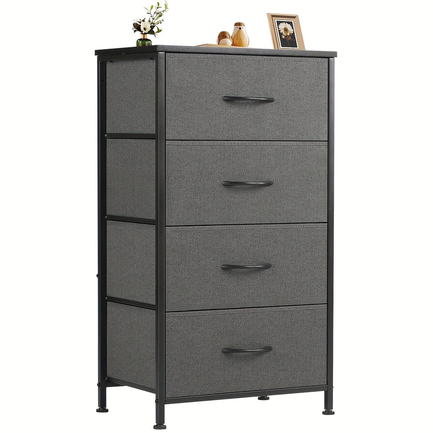 Slim Fabric Storage Dresser with 4 Drawers and Metal Frame