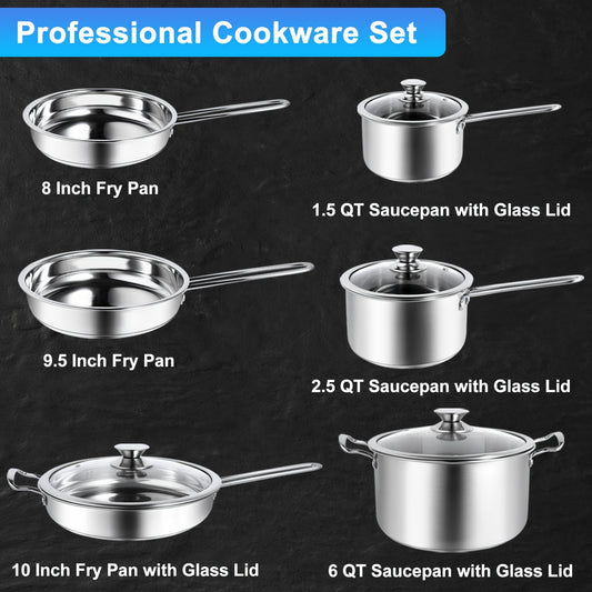 10-Piece Stainless Steel Cookware Set