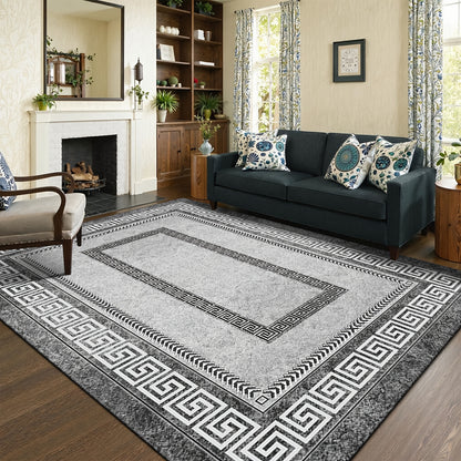 Velvet Area Rug with Non-Slip Backing, Machine Washable