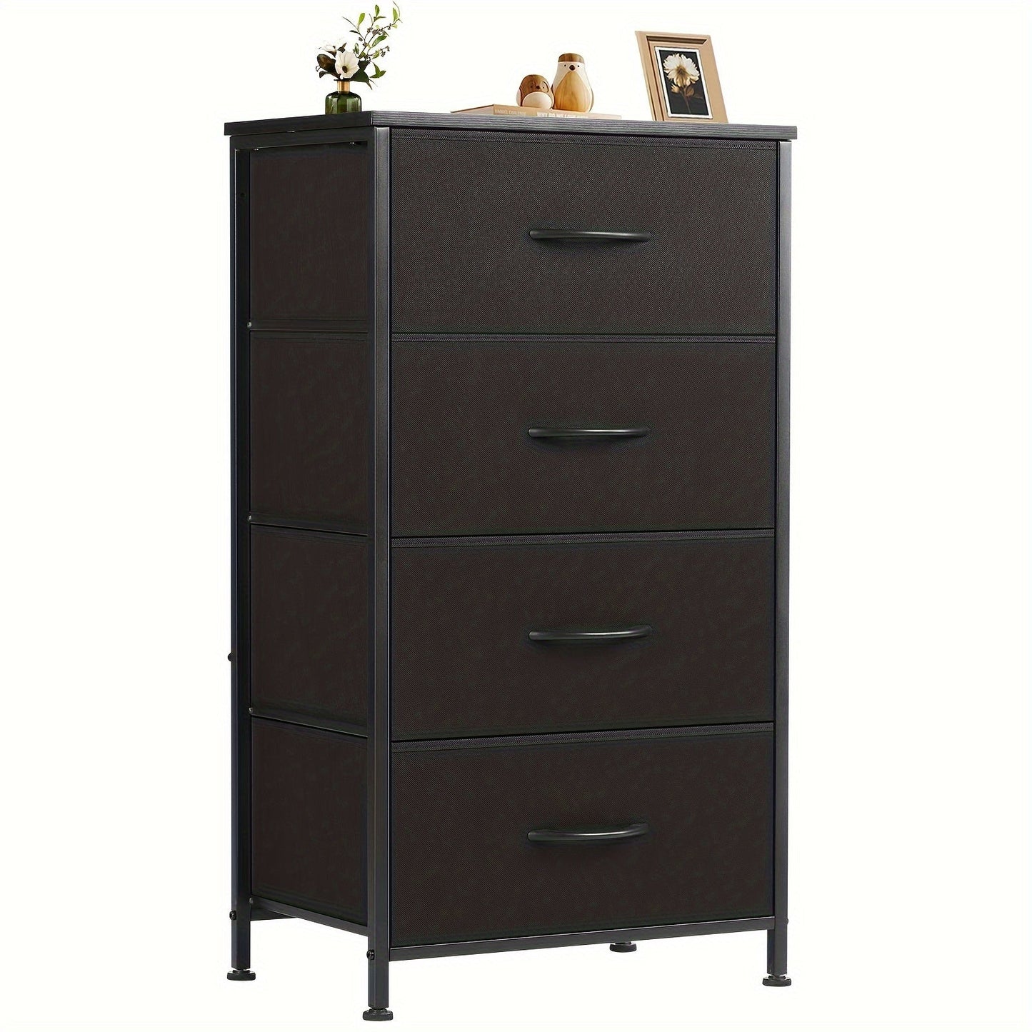 Slim Fabric Storage Dresser with 4 Drawers and Metal Frame