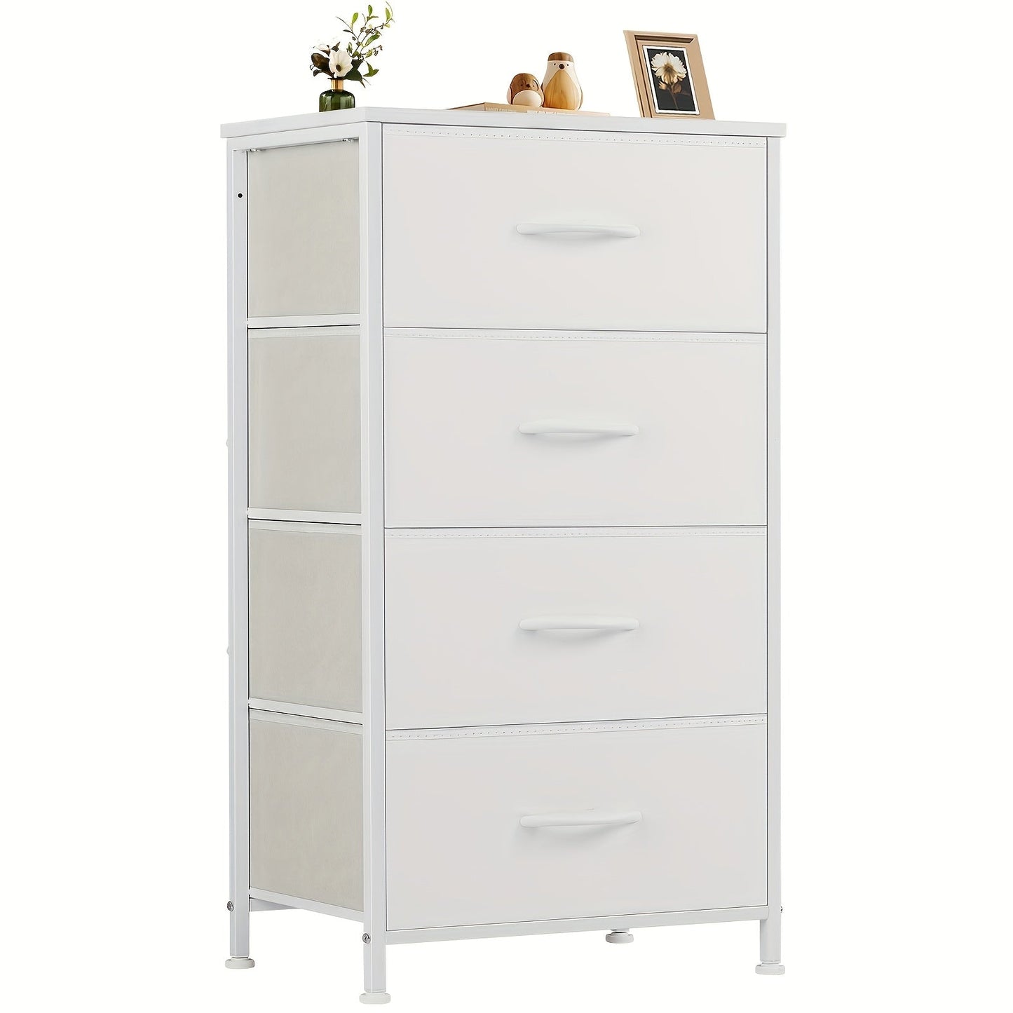 Slim Fabric Storage Dresser with 4 Drawers and Metal Frame