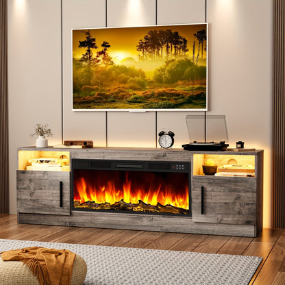 Fireplace TV Stand with 36-Inch Fireplace and LED Lights