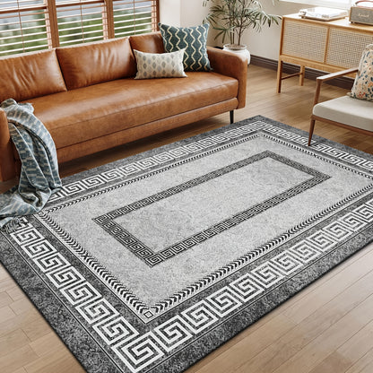 Velvet Area Rug with Non-Slip Backing, Machine Washable