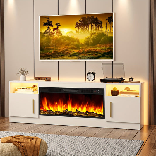Fireplace TV Stand with 36-Inch Fireplace and LED Lights