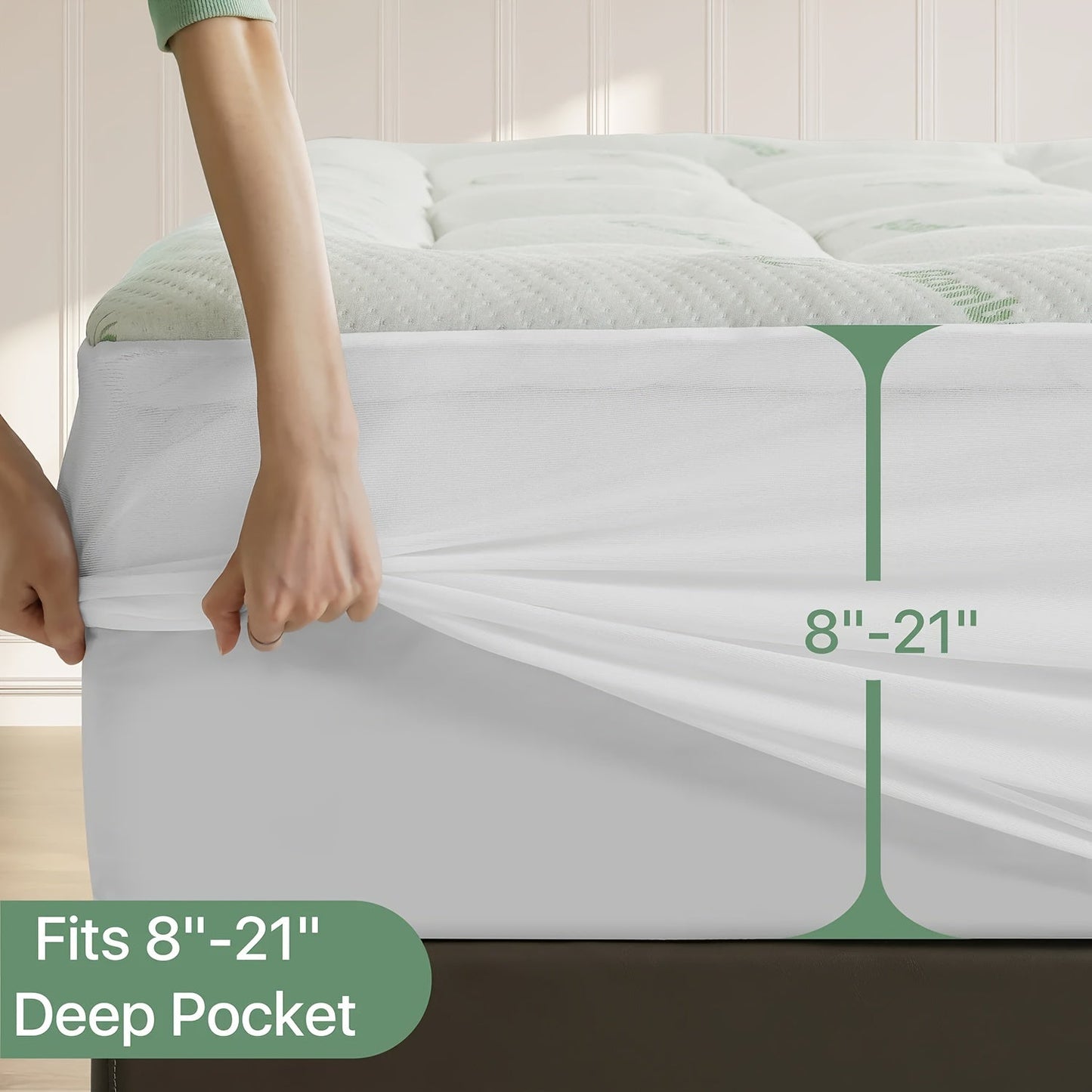 Mattress Topper Pillow Top with 8-21 Inch Deep Pocket