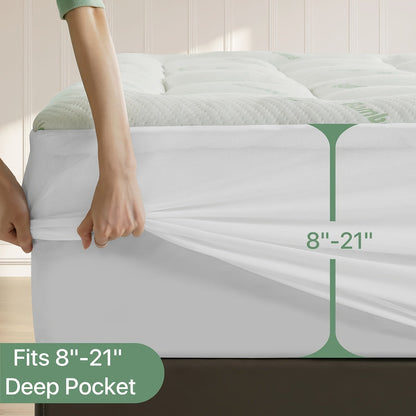 Mattress Topper Pillow Top with 8-21 Inch Deep Pocket