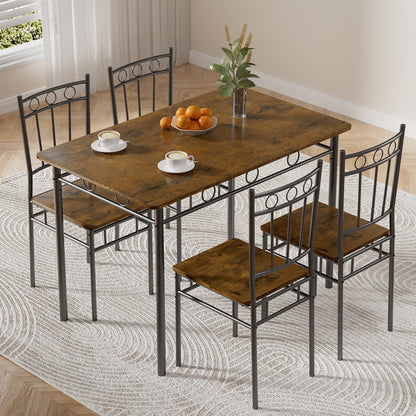 5-Piece Modern Compact Dining Table Set with 4 Chairs