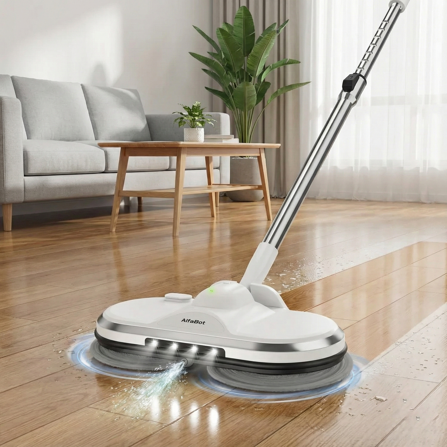 Cordless Electric Spin Mop with Sprayer & LED