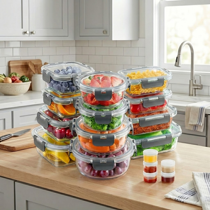 34-Piece Glass Food Storage Container Set with Lids