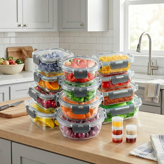 34-Piece Glass Food Storage Container Set with Lids