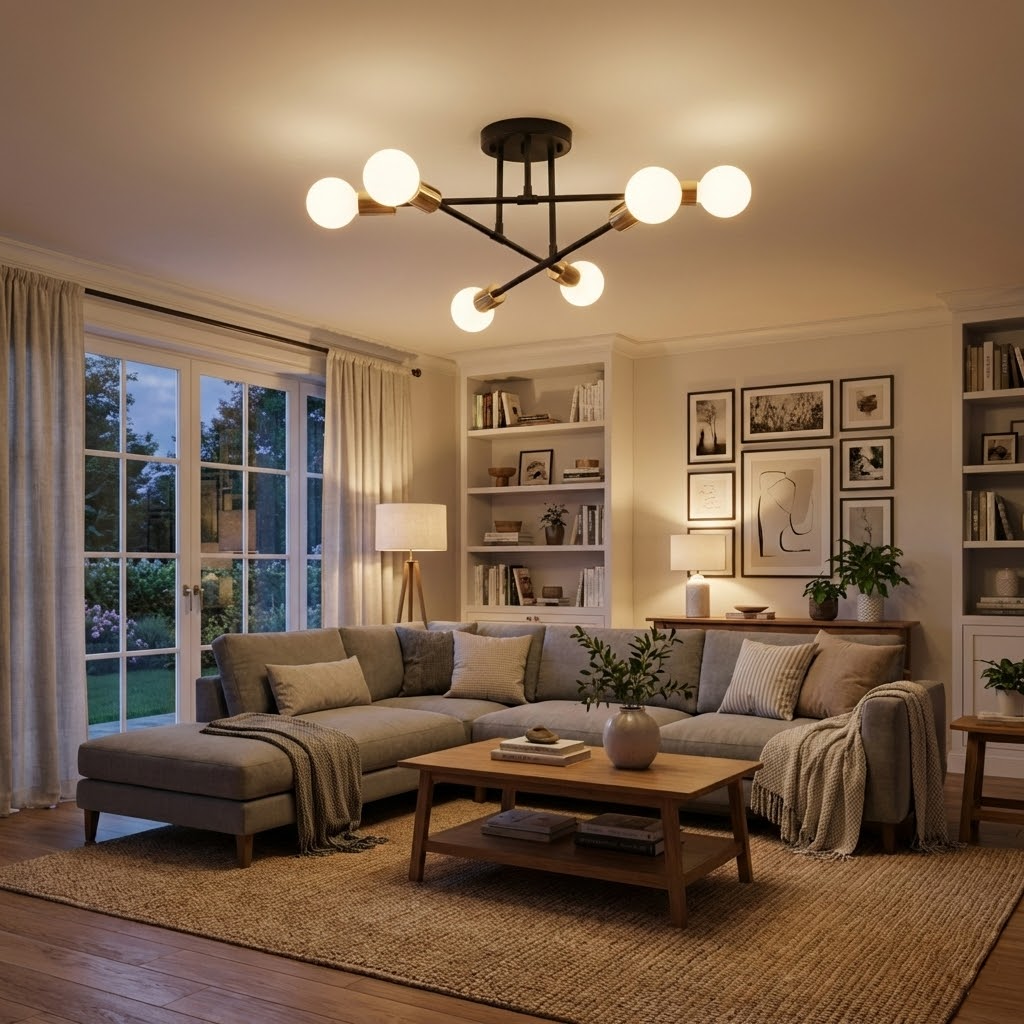 Modern Satellite Chandelier with 6 Lights and E26 E27 Sockets