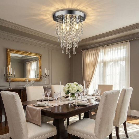 Modern Semi-Flush Mount Ceiling Light with Crystal Accents