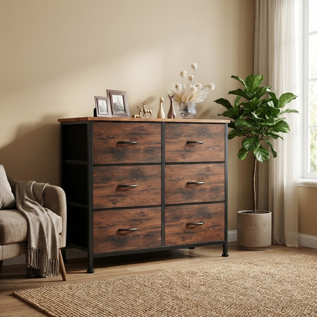 10-Drawer Storage Cabinet with Wood Tabletop