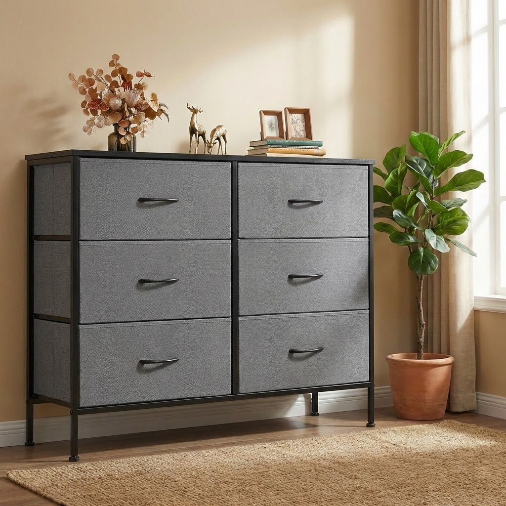 10-Drawer Storage Cabinet with Wood Tabletop