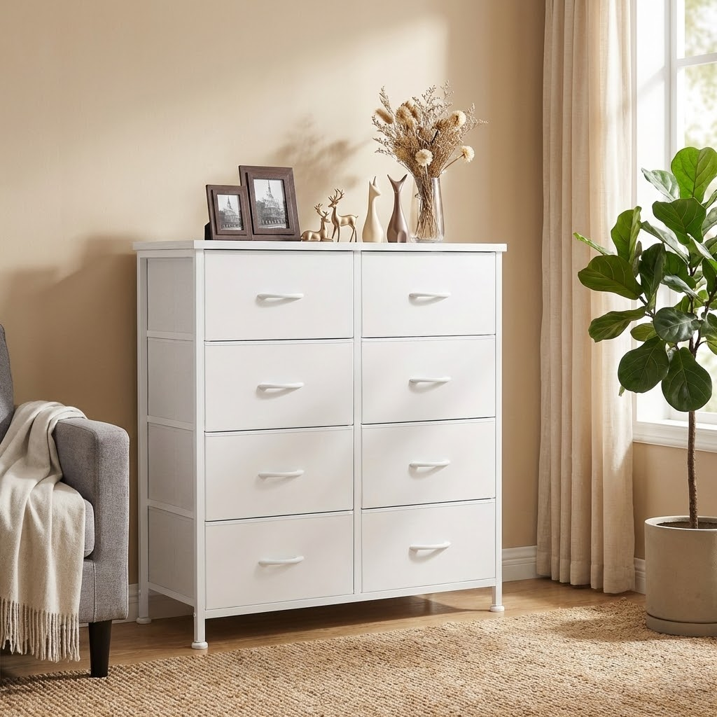 10-Drawer Storage Cabinet with Wood Tabletop