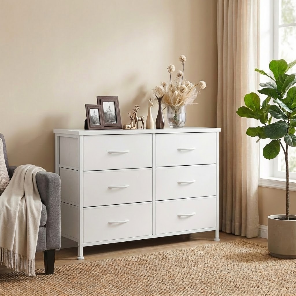 10-Drawer Storage Cabinet with Wood Tabletop