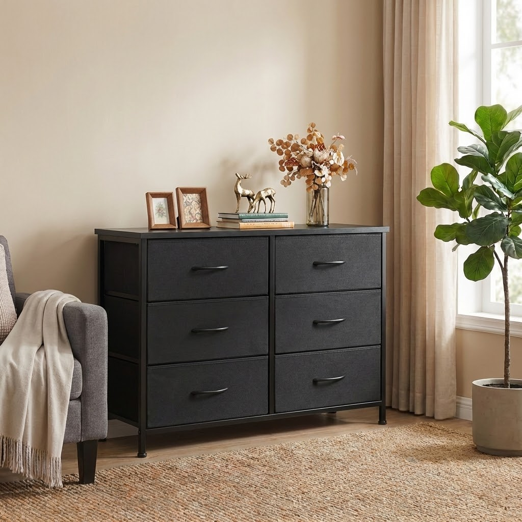 10-Drawer Storage Cabinet with Wood Tabletop