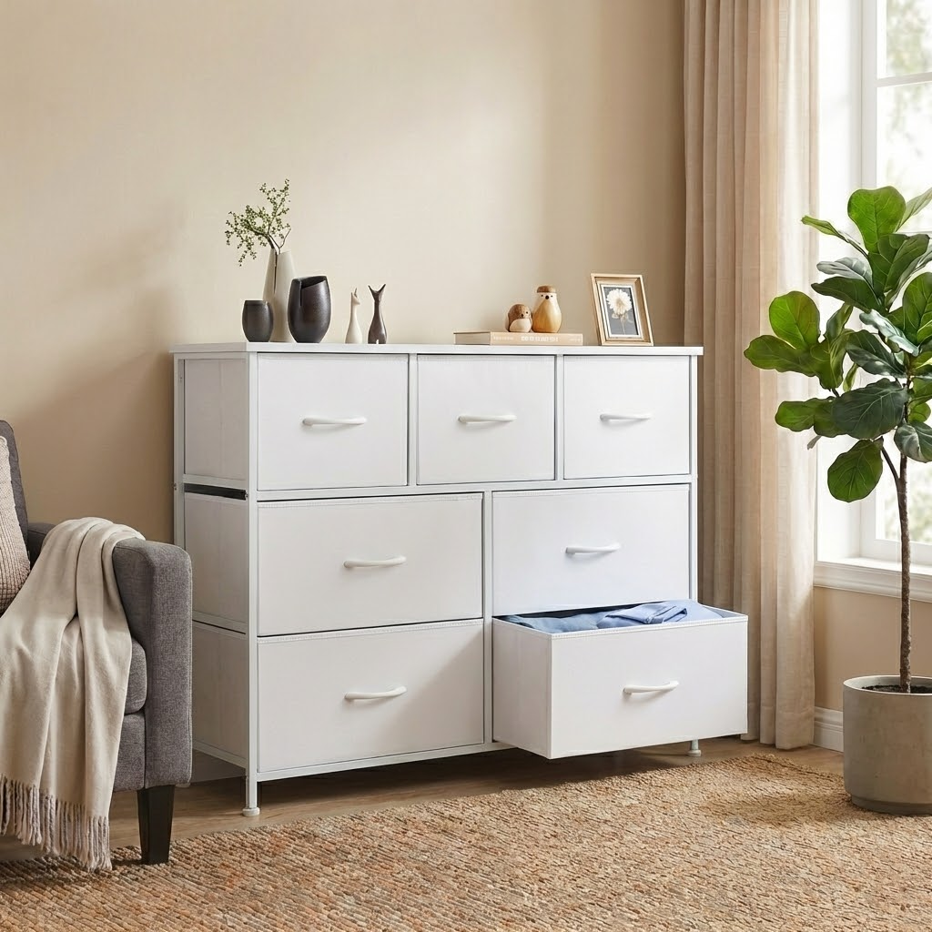10-Drawer Storage Cabinet with Wood Tabletop
