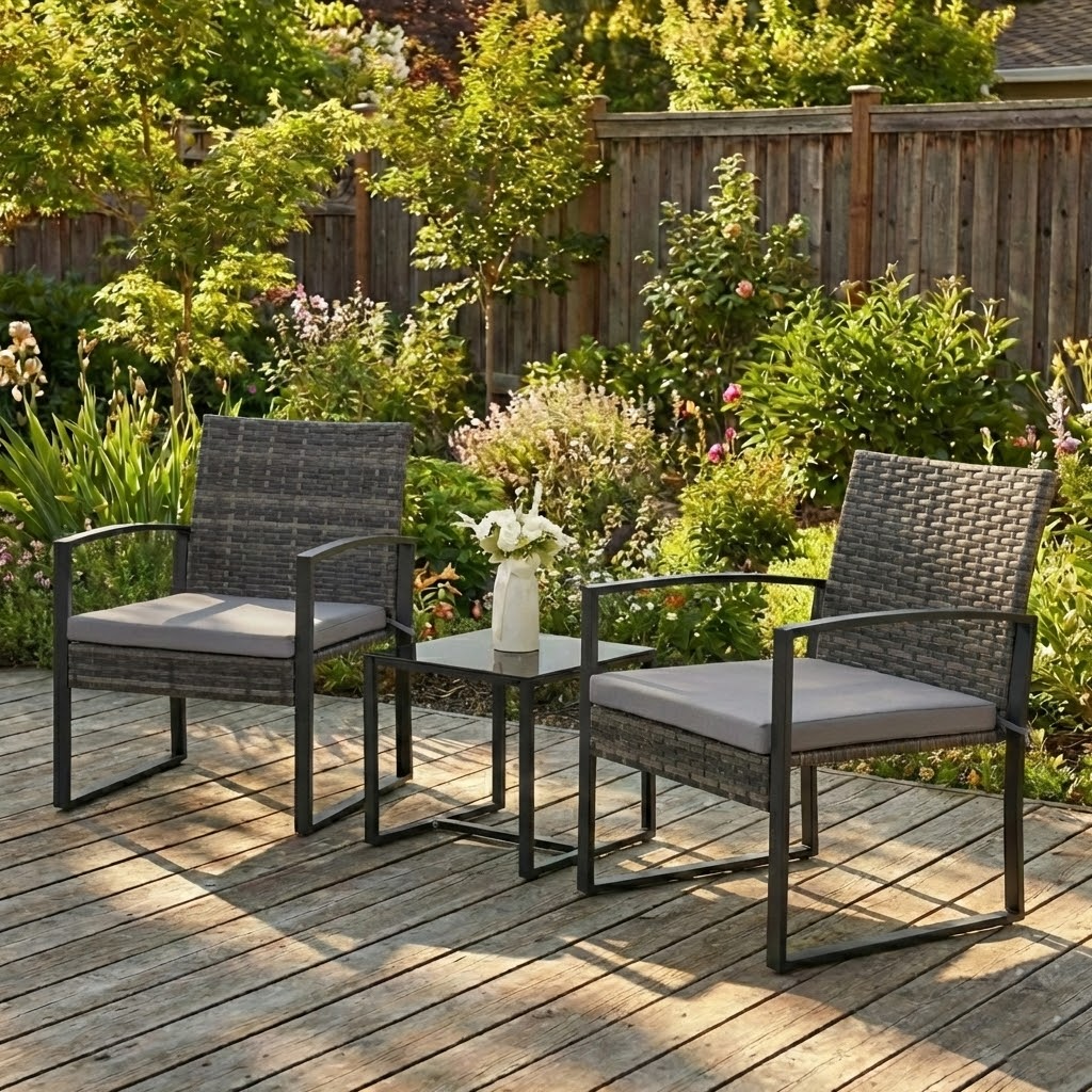 3pcs Outdoor Rattan Patio Furniture Set with Coffee Table